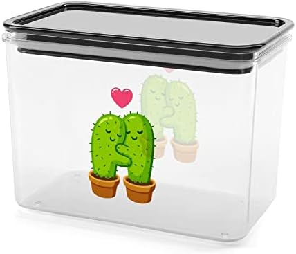Slatki crtani kaktus par u ljubavi kontejneri za skladištenje čista plastična kutija sa poklopcima kante za višekratnu upotrebu za kuhinjske žitarice grickalice suha hrana Jelly grah