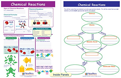 Kemijske reakcije Vodilice za vizuelni učenje, set / 5-4 ploča, 11 x 17 laminirani vodiči, uvrtan