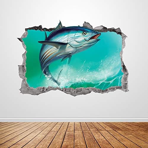 Tuna riba zida naljepnica Art razbijena 3D grafički sportski ocean val ribolovni zidni naljepnica zidna naljepnica na moru Garaža Početna Zidni poklon up390