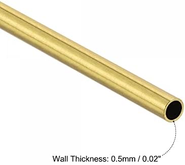 Uxcell Brass okrugla cijev 5mm od 0,5 mm debljina zida 100 mm Dužina cijevi cijevi 2 kom