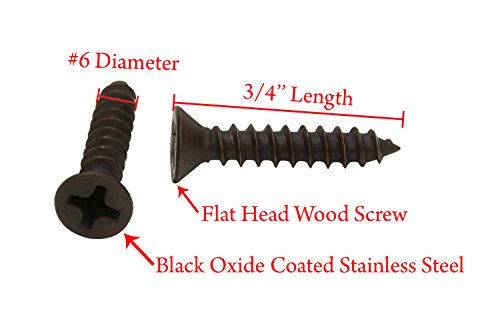 6 x 3/4 '' crni oksid obloženi nehrđajućim glavom Phillips Wood vijak, 18-8 vijčani vijci od nehrđajućeg čelika otporan na kapljanje