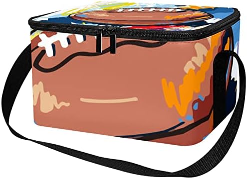 GUEROTKR torba za ručak za muškarce,izolovana kutija za ručak,kutija za ručak za odrasle,akvarelni grafiti art uzorak američkog fudbala