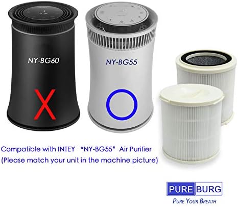 Pureburg 2-pack zamjena HEPA filter kompatibilan je s INTEY NY-BG55 pročišćivačem zraka