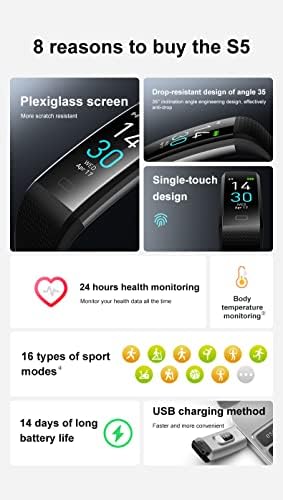 Ecens S5 fitness tracker tracker sa 0,95 Color Ekran Smart Watch, monitor za otkucaje srca, unutarnje vanjsko