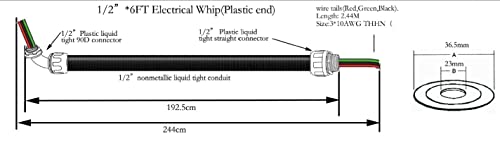 Comm dijelovi - 4/4-inčni električni izmjenični klip, nemetalni tečni uski fleksibilni električni kanal, 4ft povezivanja žica 3-provodnike 8-mjerne žice sa ravnim / 90 stupnjem kompletom za fitize
