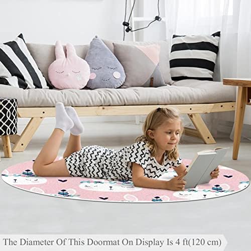 LLNSUPPLY Dječija prostirka 5 Ft veliki okrugli tepisi za djevojčice dječake Baby-Pink zečevi, Kućni