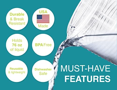 Arrow Početna Proizvodi Čisti plastični pića s poklopcem, 76 unca - dizajn voća debelog zida, izrađen u SAD-u - napunite ledenom vodom, ledeni čaj ili sok - BPA, besplatan, perilica posuđa
