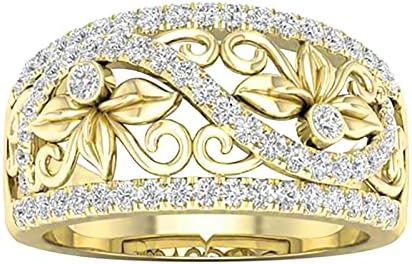 Prstenje za vjenčanje i angažman dame Hollow prsten poklon cvijet Dijamantni praznik elektroplata vintage listova prstenova