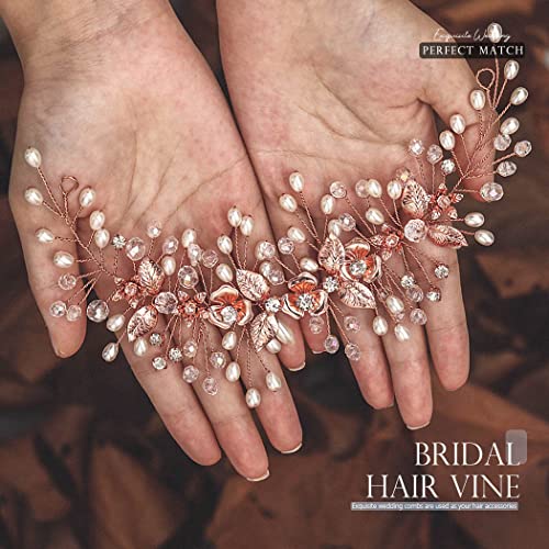 EASEDAILY Bride Wedding Hair loza cvijet list traka za glavu biser Headpieces Crystal Bridal Hair Accessories za žene i djevojčice