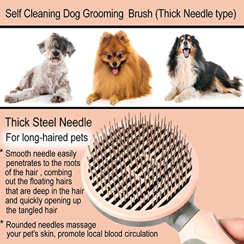 Četka za pse za Linjanje pasa duge ili kratkodlake dlake, četka za samočišćenje kose za uklanjanje zapetljanih raspuštenih dlaka, četka za kupanje pasa u 2 pakovanja