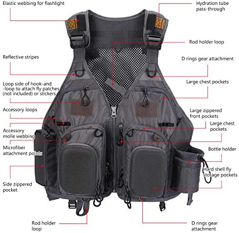 Bassdash Fly Finging Vest Multi džepni prsluk Podesivi veličine Pokloni za muškarce Žene