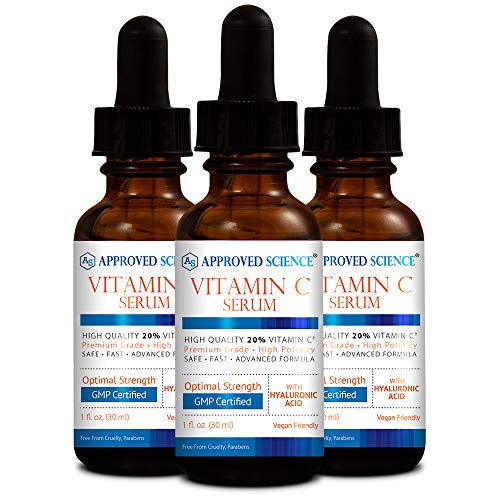 Odobreni Science® Serum vitamina C za lice i kožu - 20% vitamina C, natrijum hijaluronat, vitamin E - prilagođen veganima - 6 seruma