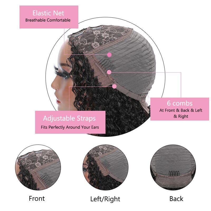 LONGQI Kinky Curly V dio perika ljudska kosa V oblik perike ljudska kosa bez izostavljanja perika ljudska kosa 12a ljepljiva brazilska Djevičanska kosa perika nadogradnja u dio perike ljudske kose za crne žene 150% gustoća 24 inč