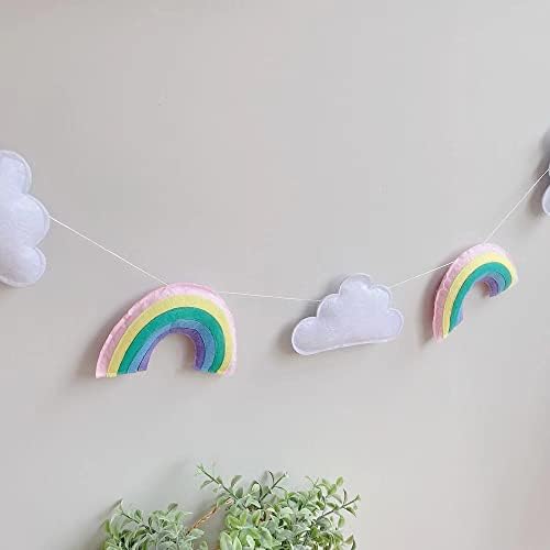 Bemeet 5ft Felt Cloud Rainbow Zidni viseći oblaci zid viseći vijenac za djecu Šator krevetića za djecu, potrepštine
