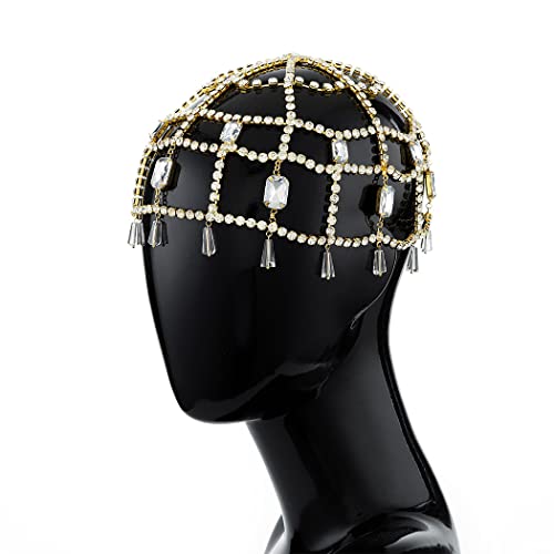 Fdesigner Crystal Headpiece vjenčana kapa nakit za kosu Vintage Bride Flapper lanac za glavu