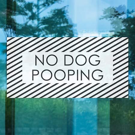 CGsignLab | Nijedan pas Pooping -stripes bijeli prozor Cling | 24 x12