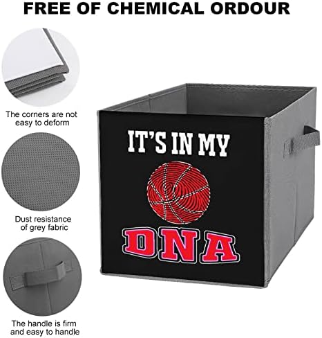 Košarka je moja DNK skraćenih kanti za skladištenje Osnove sklopive kockice za pohranu tkanine Organizator kutije sa ručkama