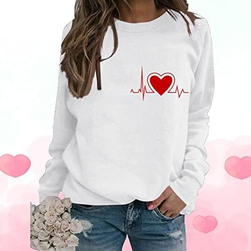Valentinovo prevelizirani duks za žene slatko srce pulover TOP slatki dugi rukav košulje za košulje