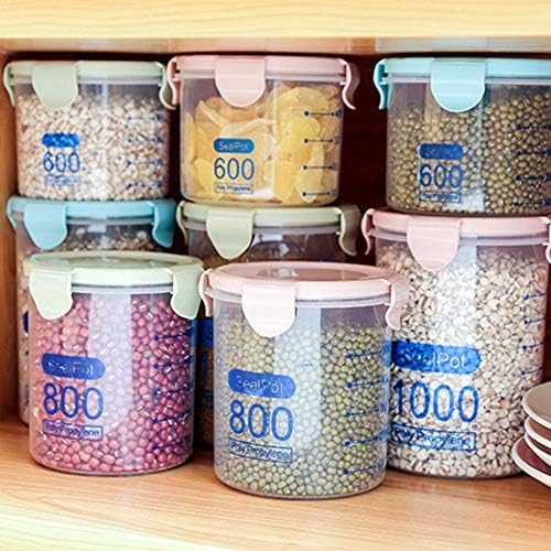 LOadSEcr hermetički zatvoreni kontejneri za skladištenje hrane, Kuhinjski prozirni začini pasulj čaj za skladištenje zrna kutija za teglu sa poklopcem za organizaciju kuhinjske ostave i skladištenje Pink 600ml