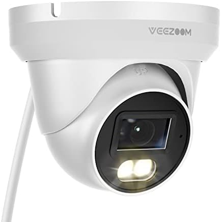 Veezoom Poe kamera - IP kamera za noćni vid za noćni vid kupola na raspolaganju na otvorenom sa otkrivanjem pokreta, 5MP 100ft ir noćni vid, microSD snimanje do 256 GB