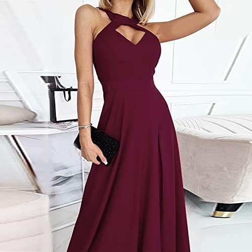 Halter Clout High Slit maturalne haljine za žene V izrez bez rukava duge koktel haljine elegantne