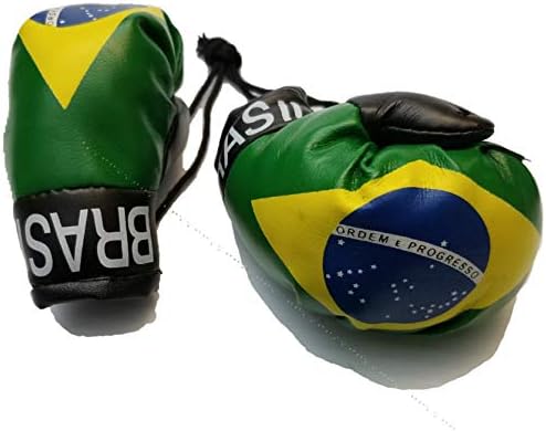 Bunfires Brasil zastava mini baner bokserskih rukavica visi nad stražnjim pogledom Ogledalo Brazilska državna zastava zastave