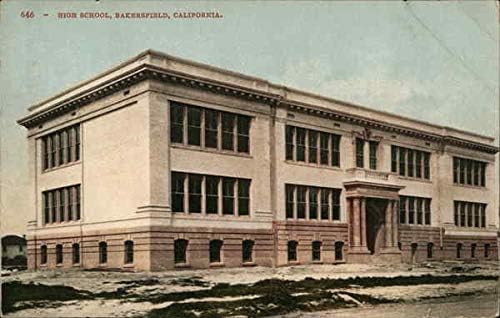 Pogled na ulicu srednje škole Bakersfield, Kalifornija, CA originalna antička razglednica