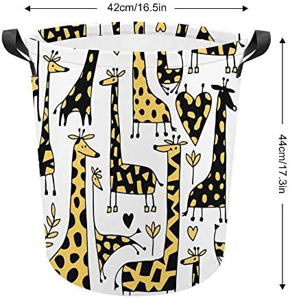 Košarica za pranje rublja, veliki slovojeni rublje rublje s ručicama Smiješne žirafe skice, odjeća