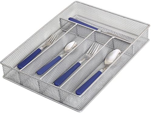 Ybm Home srebrni mrežasti držač pribora za jelo u ladici Organizator/ladica za posuđe veličine 12-1 / 2 x 9-1 / 4 x 2 inča