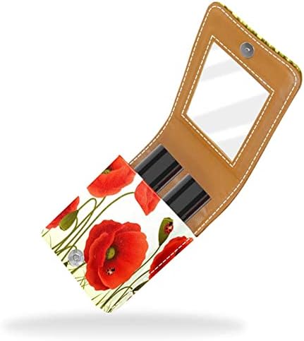 Mini ruž za usne sa ogledalom za torbicu, Ladybugs Red Poppy Portable Case Holder organizacija