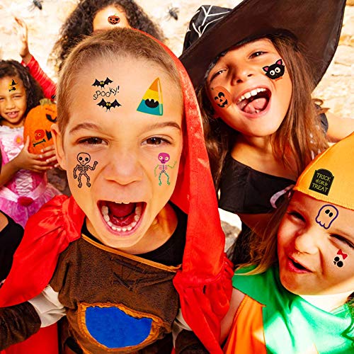 144 kom Halloween Privremene tetovaže za djecu, 72 simpatični dizajn šarene vodootporne za Halloween crtane bunkerke za dječake djevojke, halloween trik ili liječenje naklonosti