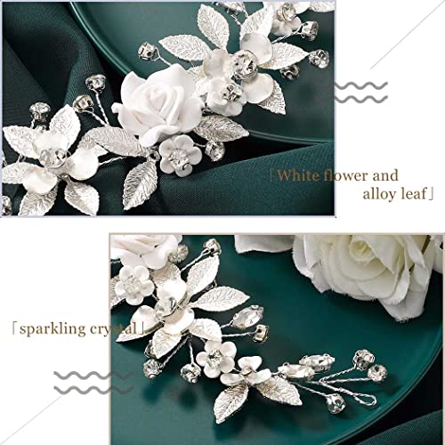 GORAIS Flower Bride Wedding Hair Vine srebrni list Bridal Headpiece Crystal hair Piece Hair Accessories For Women