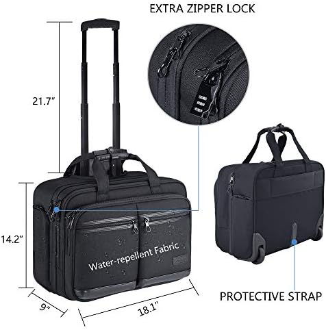 KROSER Rolling Laptop Bag Premium Rolling aktovka odgovara Do 17.3 Inch laptop vodoodbojna torba za noćno
