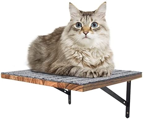 KeaJuidy zidni krevet za mačke plutajuća polica za mačke unutrašnja zidna ploča za mačke smuđ Karbonizirana drvena ploča sa samoljepljivim zidnim namještajem za mačke prekrivenim tepihom za spavanje izležavanje(15,7 * 11,8 inča