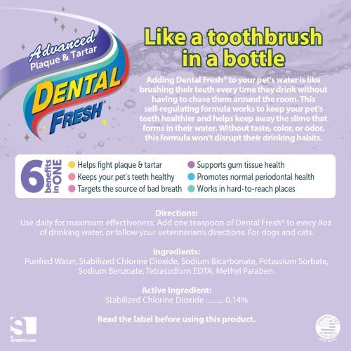 Zubni svježi napredni plak i aditiv za tartar, 32oz - pseća za čišćenje zuba Formula za osvežavanje daha i poboljšanje ukupnog oralnog zdravlja