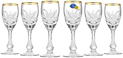 Elegantne i moderne ruske kristalne naočare za organizovanje zabava i događaja - 2.5 oz, Sherry Gold Rim Glass, 70ml, Set od 6