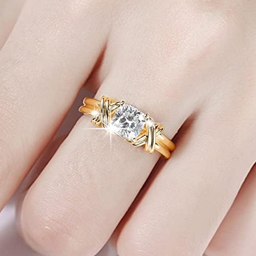 NSQFKALL Classic New Ring Wedding Angažman prsten Retro Gold Ženski jednosoban tkani uzorak moda Moderna zabava Pjenušava luksuzna ravna prstena za žene