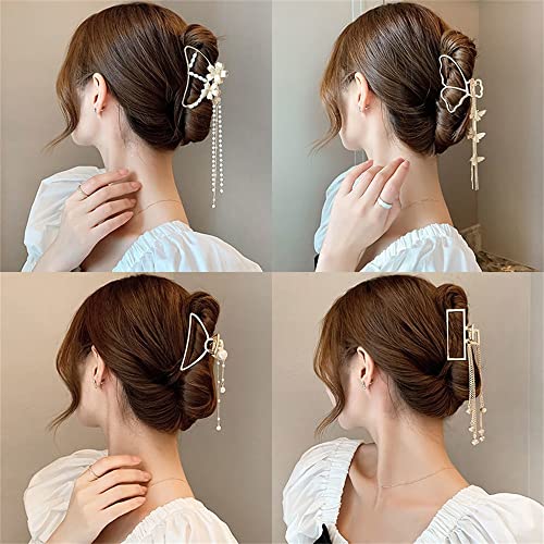 Wykdd šuplje od metalne kose kandže biserne kose za žene za žene djevojke vintage geometrijska klip za kosu nakit