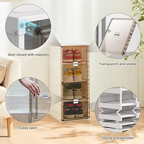 Dripex Organizator za pohranu cipela - sklopivi ormar za skladištenje cipela sa vratima - izdržljive i stabilne kutije za spremanje cipela - stalak za cipele za paljenje za dom - jednostavna instalacija