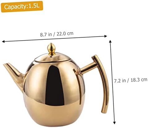Upkoch od nehrđajućeg čelika od nehrđajućeg čelika čaj za čaj od nehrđajućeg čelika sa poklopcem metalni čajnik za domaćinstvo Čajnik od nehrđajućeg čelika prijenosni čajnik od nehrđajućeg čelika Zlatni