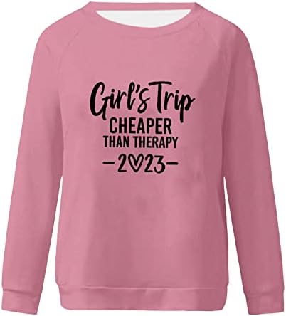 Grilov izlet jeftinije od terapije 2023 košulje za žene, jednostavno pismo ispis Crewneck dukseri dugih rukava