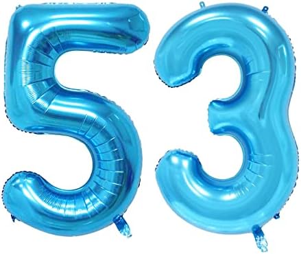 Qweqwe Plavi broj 53 Baloni 40 Broj folije balon 53. rođendan baloni Digital 53 helijumski baloni za rođendanski