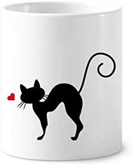 Životinjski oblik srca mačka sihouette četkica za četkicu za zube šalica keramičke stalak za olovke