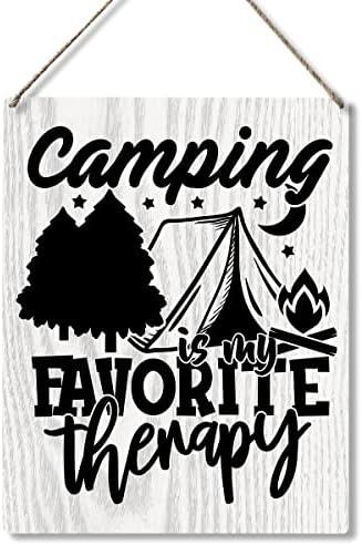 Funny Camping je moja omiljena terapija drvena ploča Zidne zid viseći seoski kuća rustikalni kamp natpisi sa