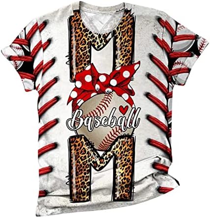 Ženske majice s kratkim rukavima Baseball mama Leopard Print Tops Ljeto smiješno grafičko blube Casual kratkih rukava