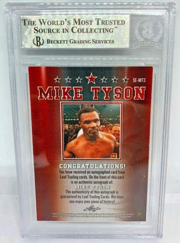 Mike Tyson potpisan list trgovački karton # semt3 beckett bas le 10 ljubičasta autentična - autogramirane bokserske kartice