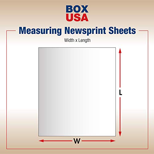 BOX USA Newsprint papirni listovi za pakovanje, 30 Dužina x 24 Širina, reciklirani, kutija od 1000, bijeli, odličan za selidbu, čuvanje i pakovanje