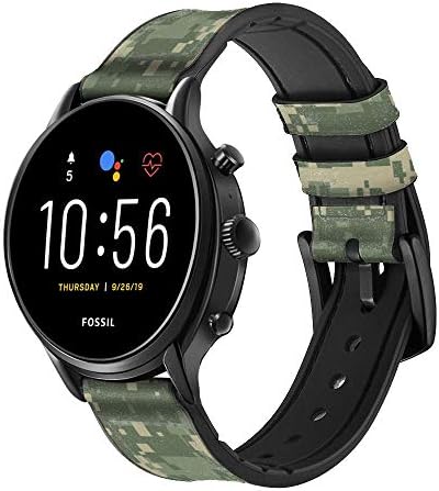 CA2034 Digitalni Camouflage Grafički ispisani kožni pametni remen za pametni sat za fosilni hibridni smartwatch nate, hibridne HR Latitude, hibridna veličina smartwatch veličine