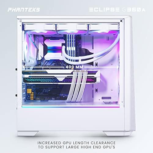 Phanteks Eclipse G360A ultra-fine performanse Mesh, mid-Tower gaming case, kaljeno staklo, Digital-RGB rasvjeta, Bijela