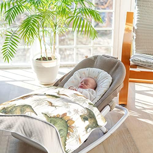 Swaddle pokrivač crtani dino pamučni pokrivač za dojenčad, primanje pokrivača, lagana mekana prekrivačica za krevetić, kolica, raketa, 30x40 u